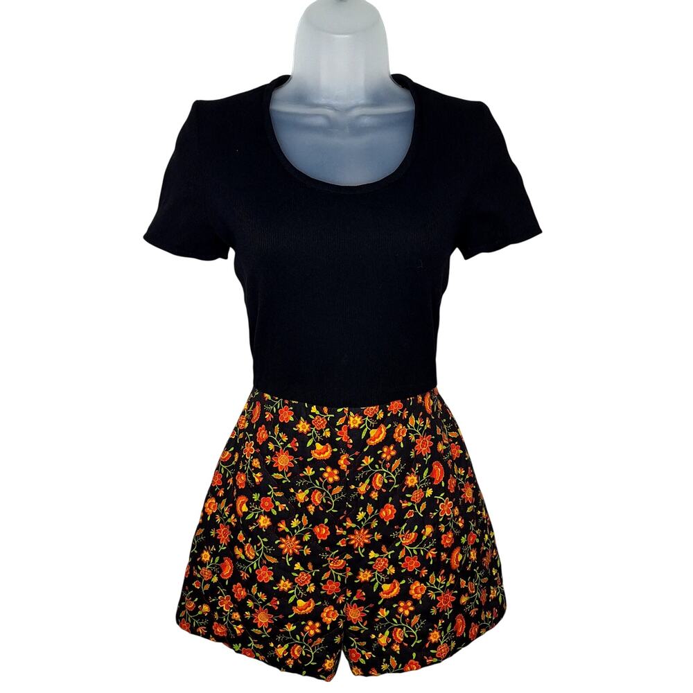 VTG 60s Quilted Shorts Romper Playsuit S Halloween Hot Pants Mod Psychedelic